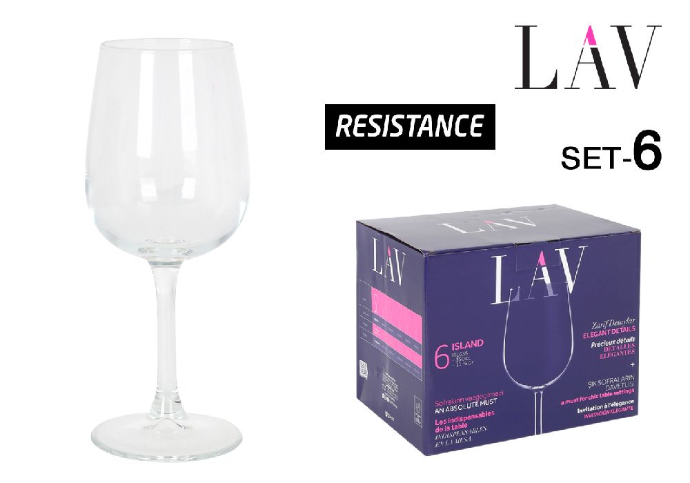 Set di 6 bicchieri da vino Island, 35cl