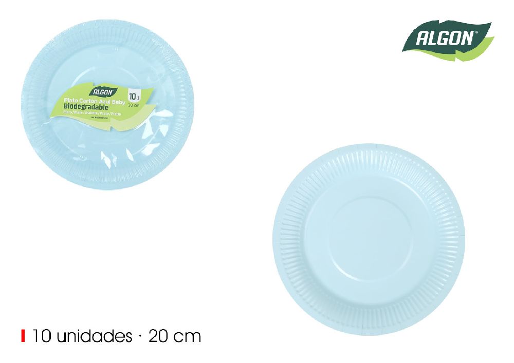 set da 10 piatti cartone blu baby soia 20