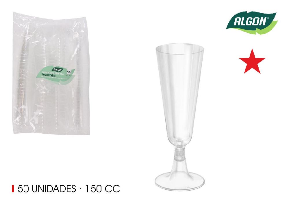 Set di 50 flûte da champagne con stelo trasparente
