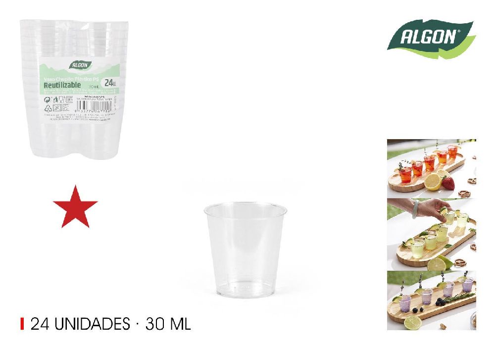 Set di 24 bicchierini da shot trasparenti da 30 ml