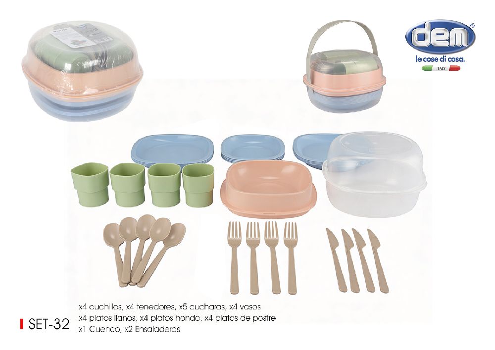 Set da 32 pezzi per torta da picnic